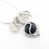 Dragon Charm Pendant - Sterling Silver Aromatherapy Diffuser Necklace