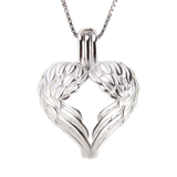 Angel Wings Charm Pendant - Sterling Silver Aromatherapy Diffuser Necklace