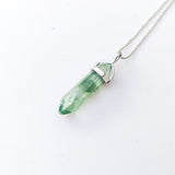 Green Fluorite - Hexagonal Crystal Pointed Necklace