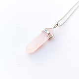 Rose Quartz - Hexagonal Crystal Pointed Necklace