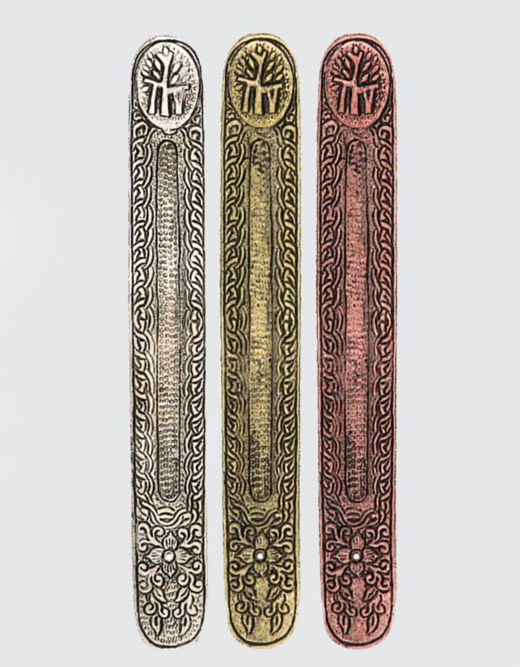 Metal Embossed Incense Holder - Various Colours