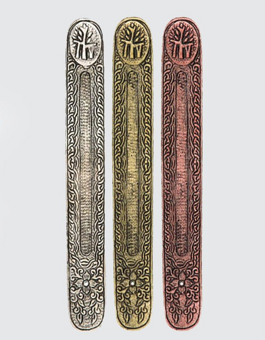 Metal Embossed Incense Holder - Various Colours