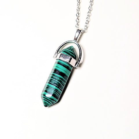 Malachite - Hexagonal Crystal Pointed Necklace