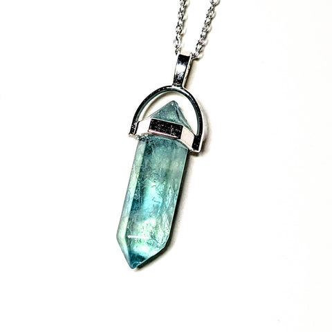 Green Fluorite - Hexagonal Crystal Pointed Necklace