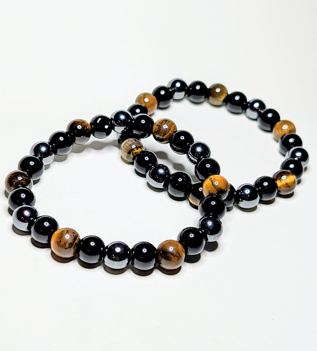 Tiger's Eye, Hematite & Obsidian - Triple Protection Crystal Bracelet