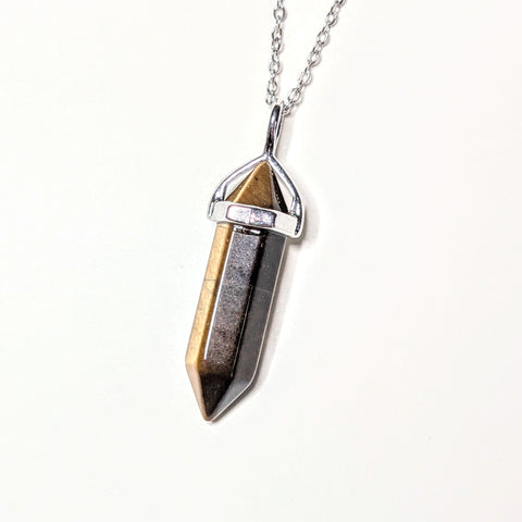 Tiger's Eye - Hexagonal Crystal Pointed Necklace