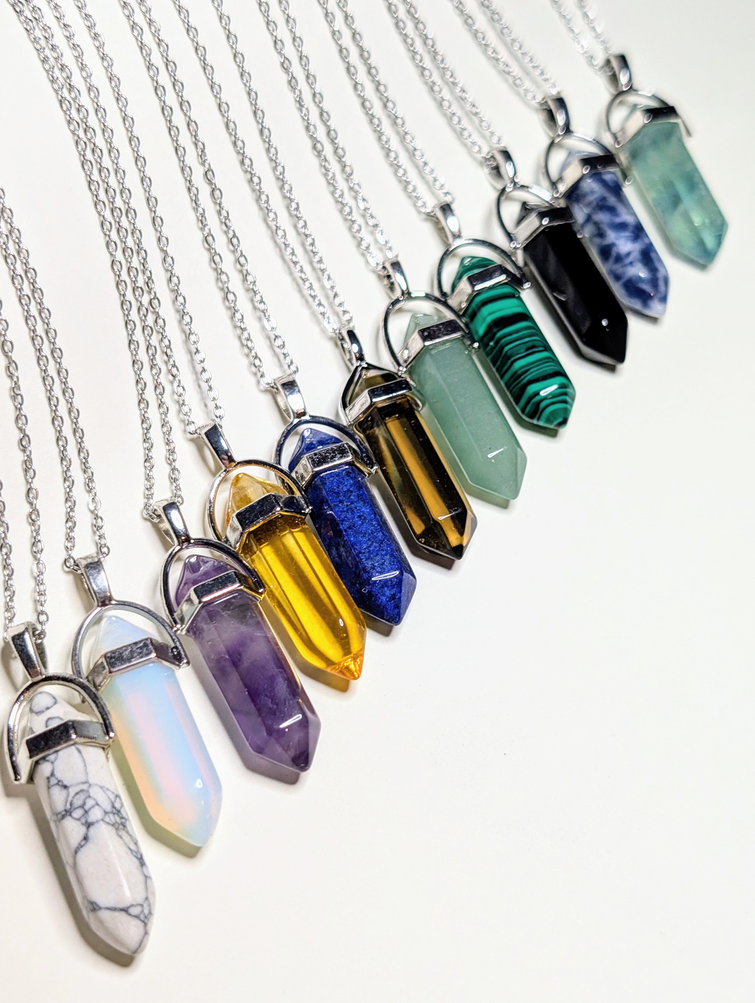 White Howlite - Hexagonal Crystal Pointed Necklace