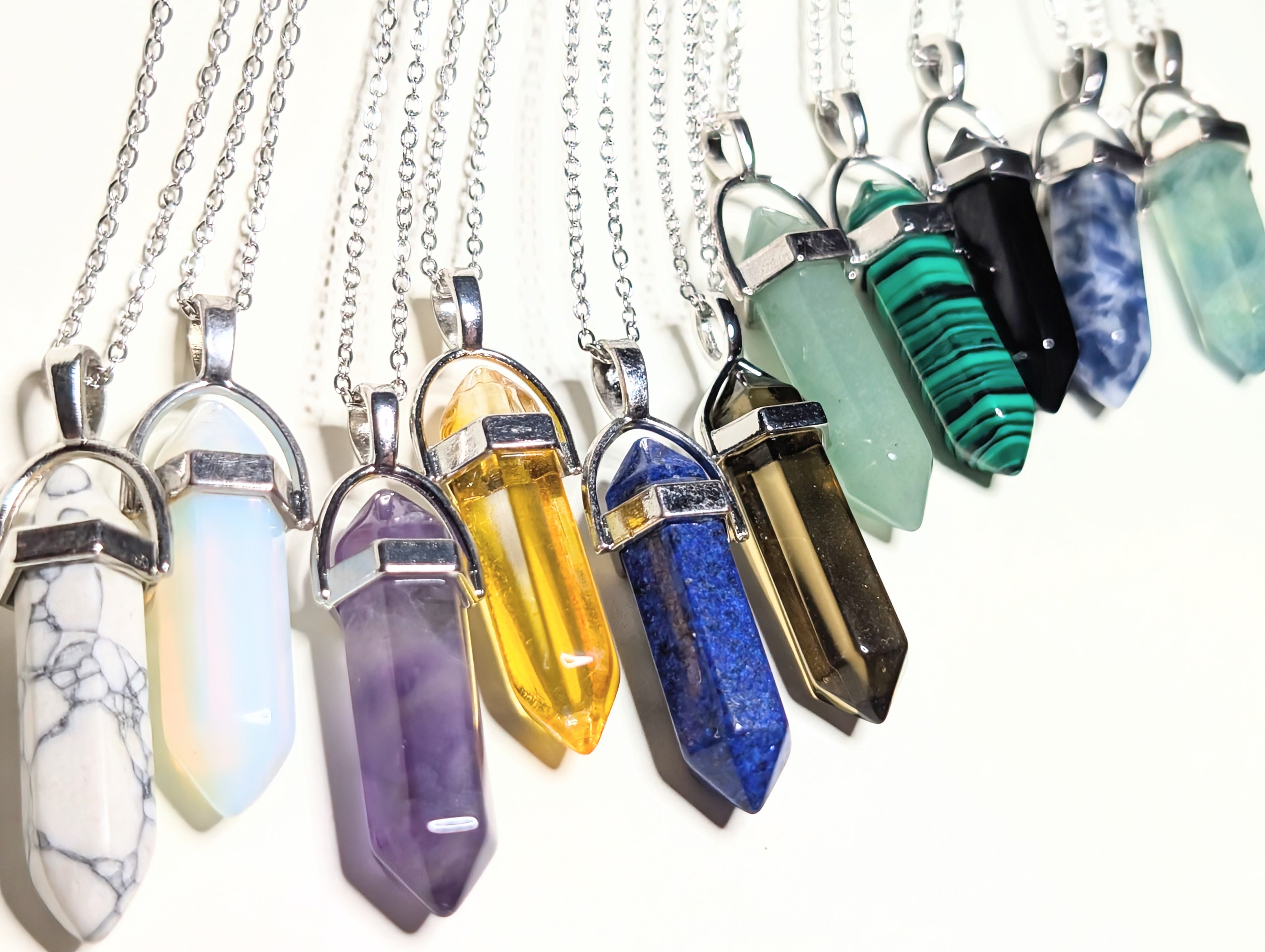 Green Aventurine - Hexagonal Crystal Pointed Necklace