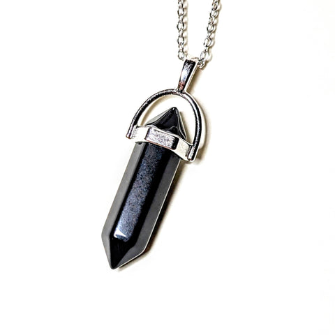 Obsidian - Hexagonal Crystal Pointed Necklace