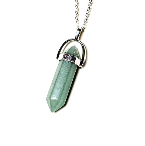 Green Aventurine - Hexagonal Crystal Pointed Necklace