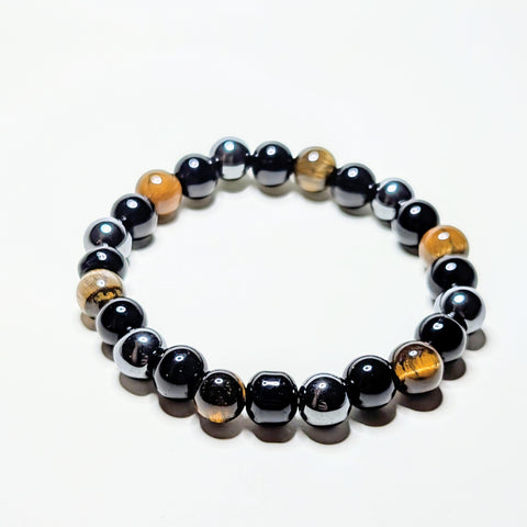 Tiger's Eye, Hematite & Obsidian - Triple Protection Crystal Bracelet