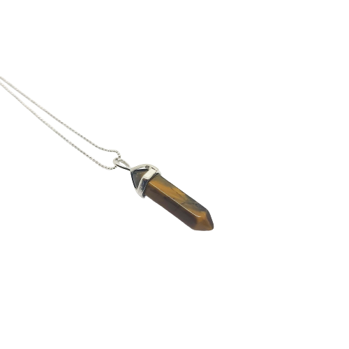 Tiger's Eye - Hexagonal Crystal Pointed Necklace