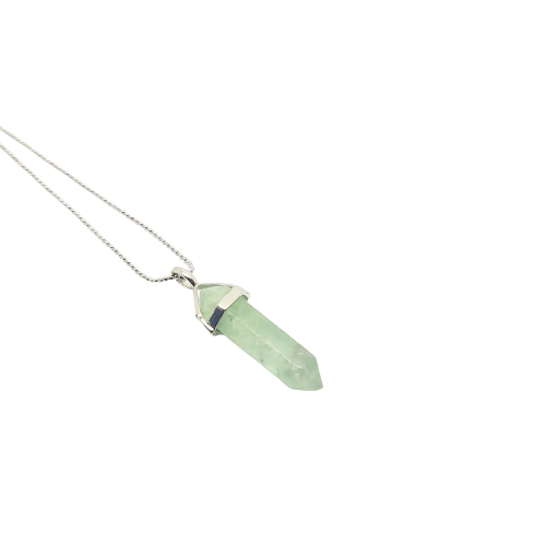 Green Fluorite - Hexagonal Crystal Pointed Necklace