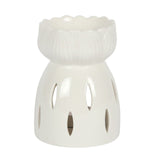 White Ceramic Flower Shape Wax Melt Warmer / Oil Burner