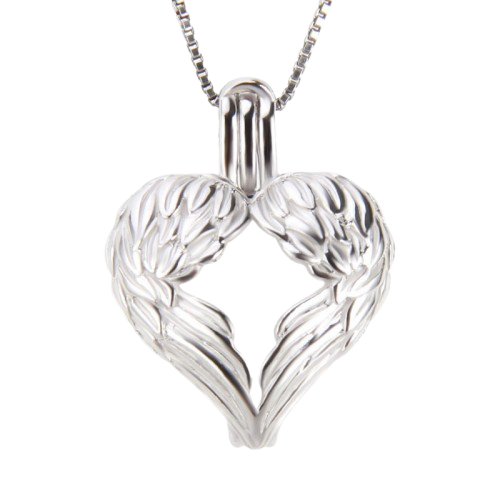 Angel Wings Charm Pendant - Sterling Silver Aromatherapy Diffuser Necklace