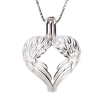 Angel Wings Charm Pendant - Sterling Silver Aromatherapy Diffuser Necklace