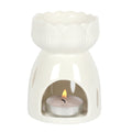 White Ceramic Flower Shape Wax Melt Warmer / Oil Burner
