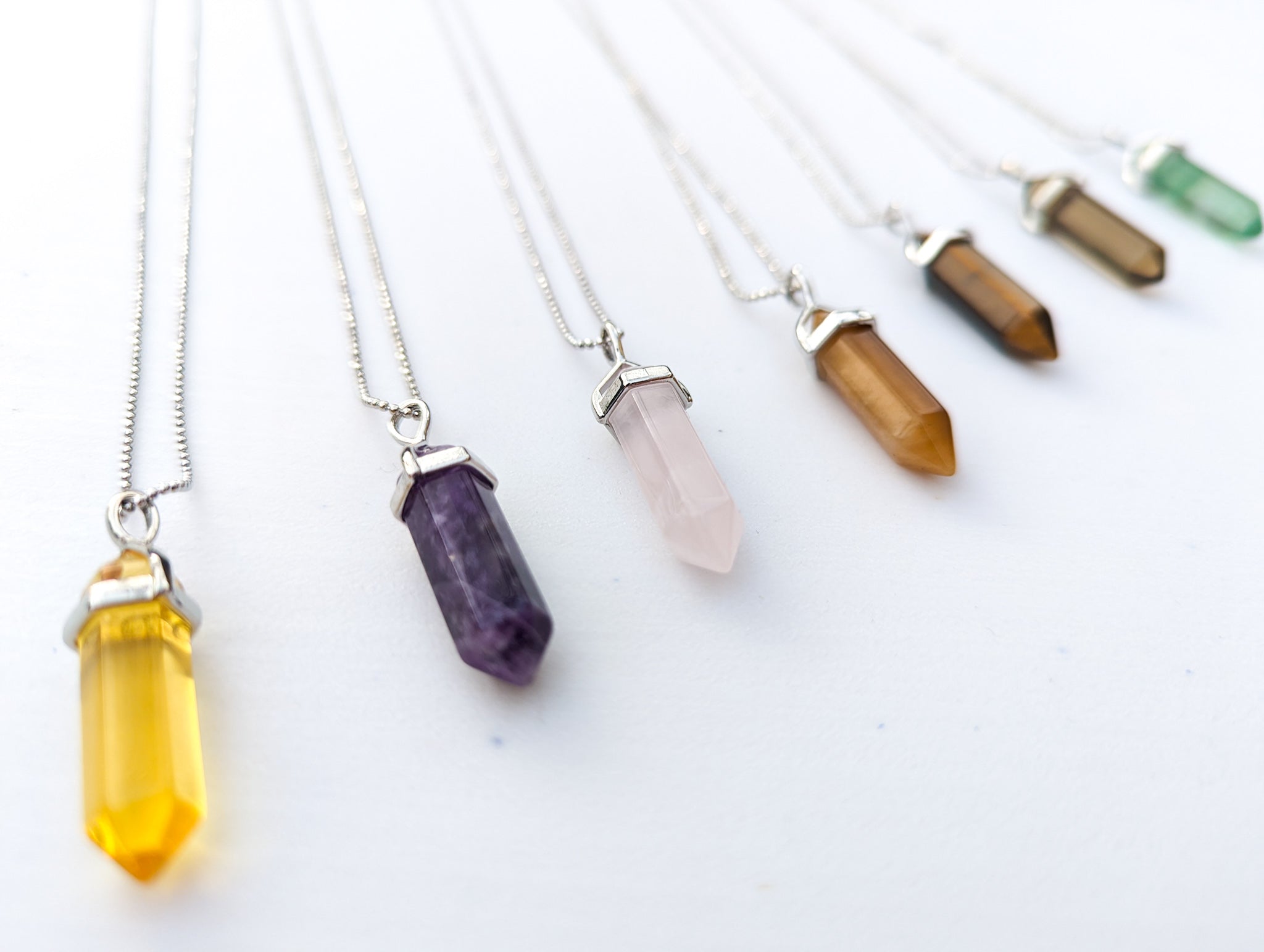 Rose Quartz - Hexagonal Crystal Pointed Necklace