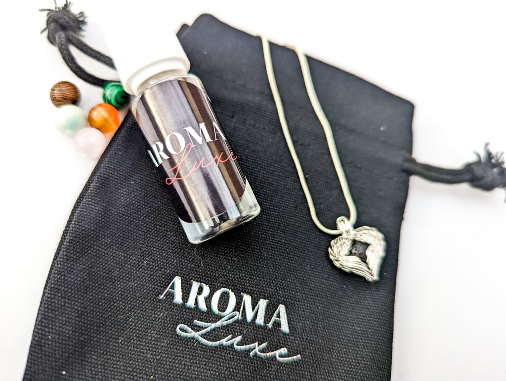 Angel Wings Charm Pendant - Sterling Silver Aromatherapy Diffuser Necklace