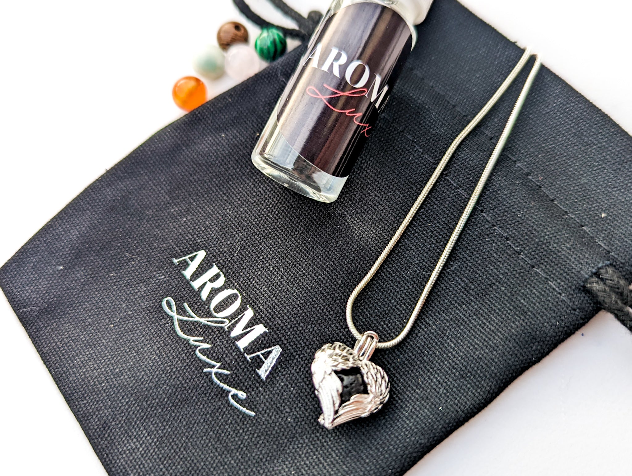 Angel Wings Charm Pendant - Sterling Silver Aromatherapy Diffuser Necklace